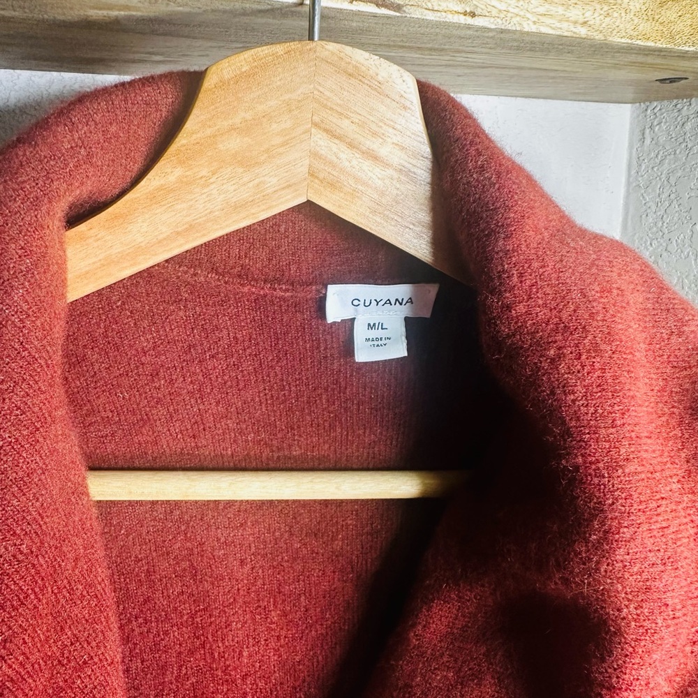 Cuyana Wool Cashmere Wrap Sweater Coat • M / L • Rust - Picture 3 of 5